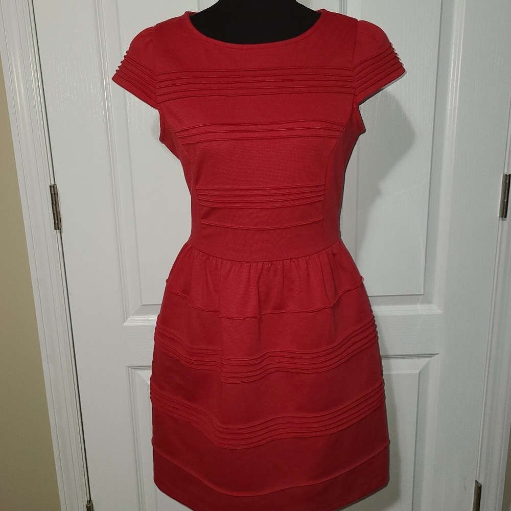 Elle Fitted A-Line Dress w Ribbed Detail